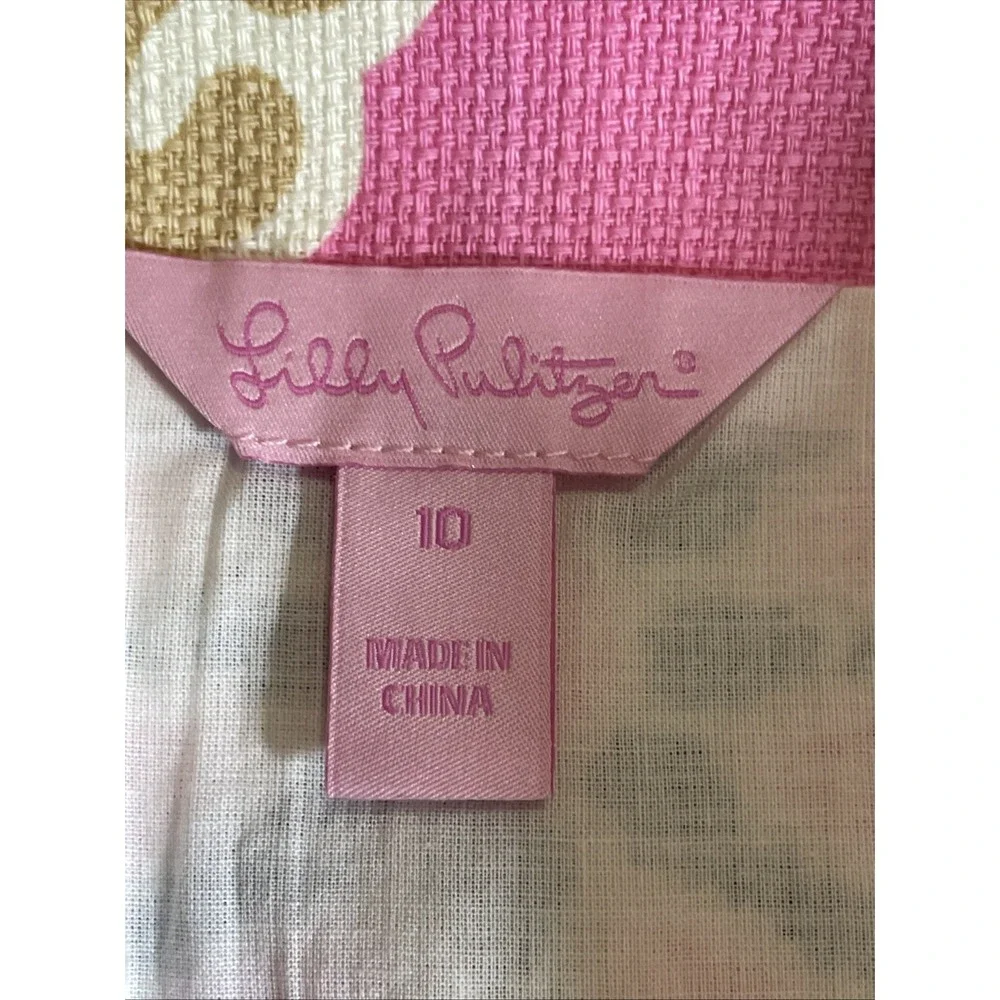Lilly Pulitzer Pink Multi-Color Medallion Paisley Skirt Size 10 Side Zip Pocket